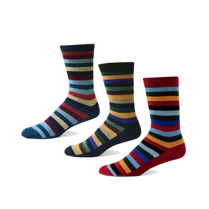 Mens Colored Stripes Socks Size 42-47