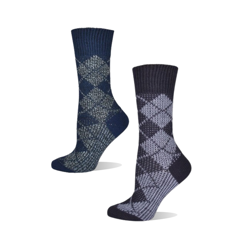 Womens Argyle Cottage Socks Size 35-41
