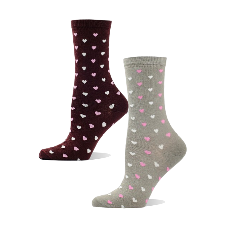 Womens Polka Hearts Socks Size 35-41